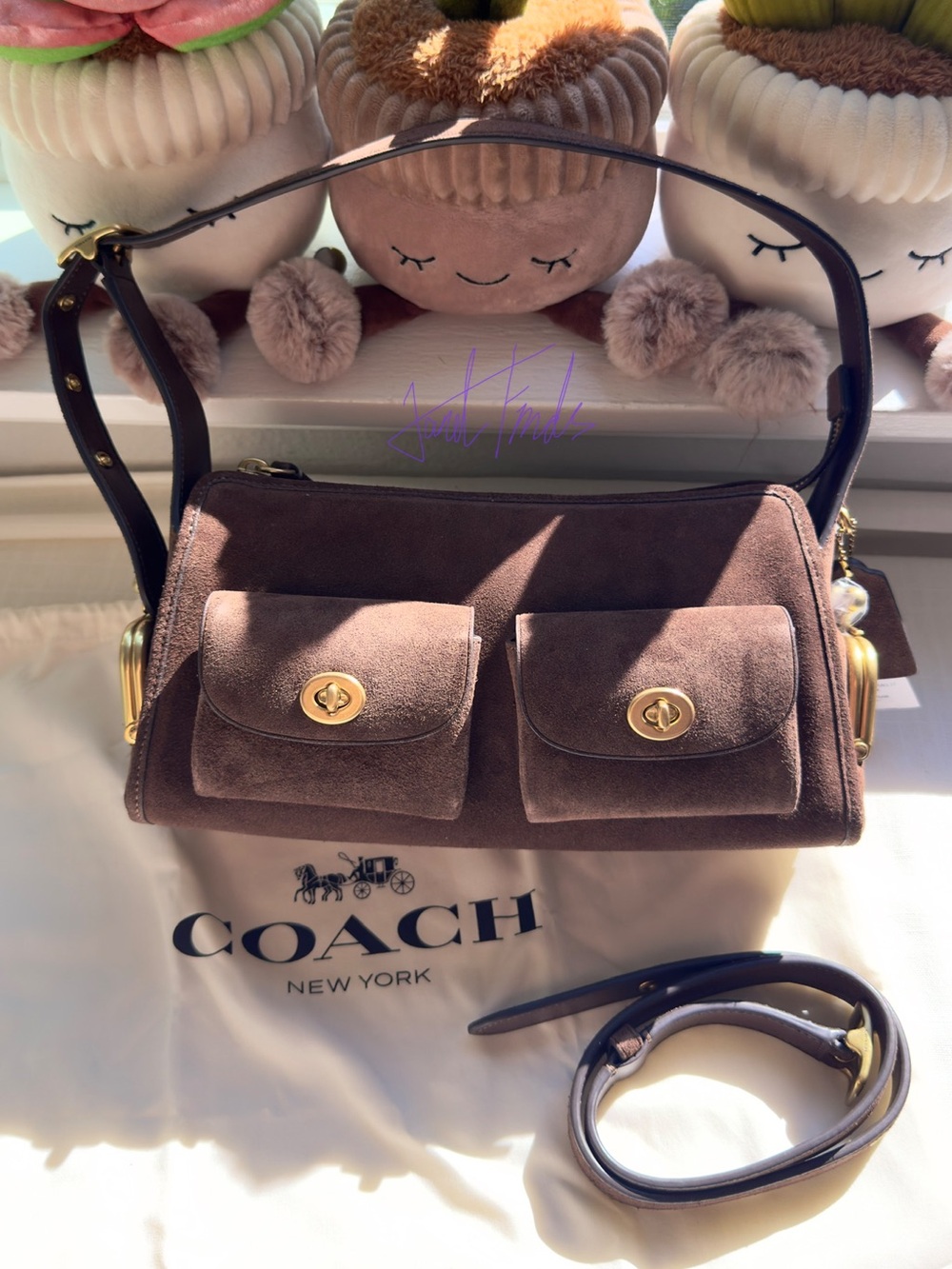 NWT 🤎COACH Mini Turnlock Haversack Suede Shoulder Bag